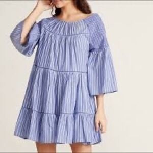 Free People‎ Embroidered Striped Boho Mini Dress — Size XS